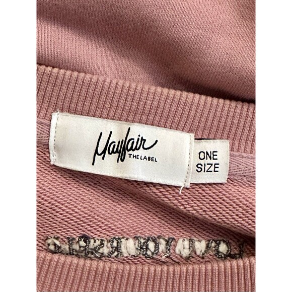 The Mayfair Group Self Love Club Cotton Crewneck Sweatshirt Pink One Size EUC!! - Picture 7 of 8